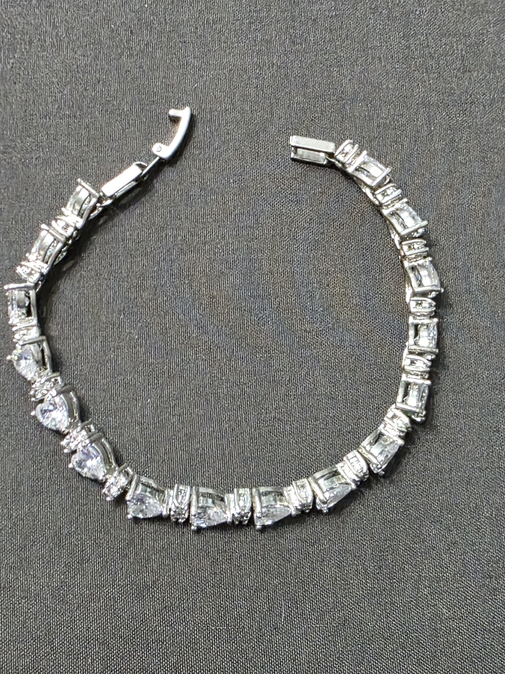 Estate - Silver Tone - Fashion Heart Tennis Braclet - 254